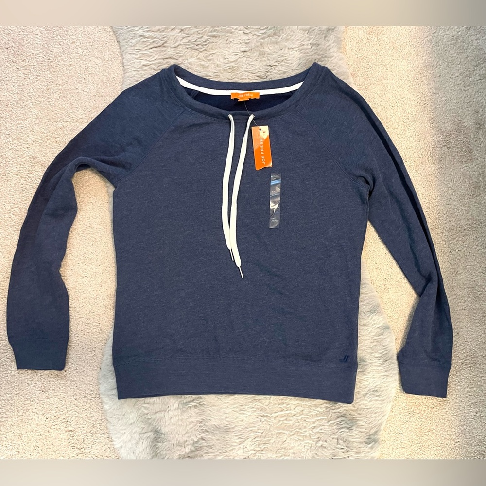 NWT Joe Fresh Heather Blue Sweatshirt with White Trim